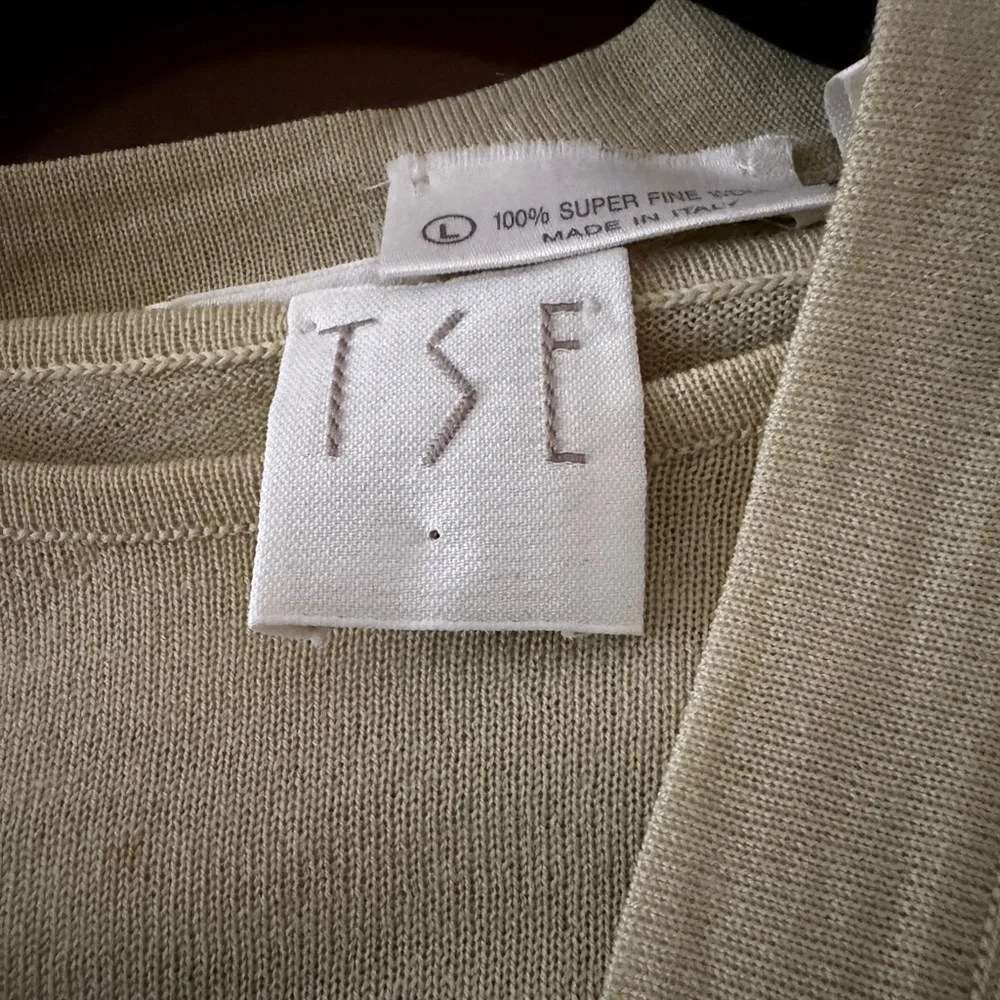 TSE Elegant light Green Button-Up Cardigan and shell twin set